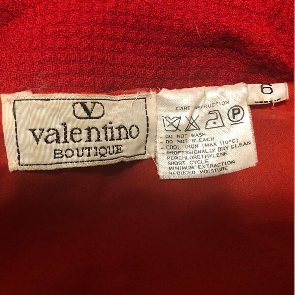 Valentino Vintage Red Blazer Dress Black Roses Size 6 - Picture 9 of 14